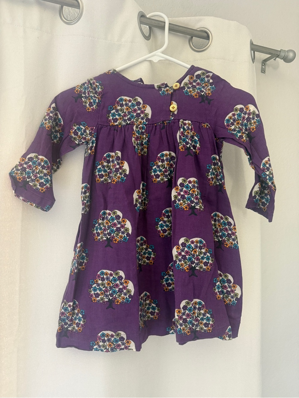 Pink Chicken Purple Tree Print Girls' Dress